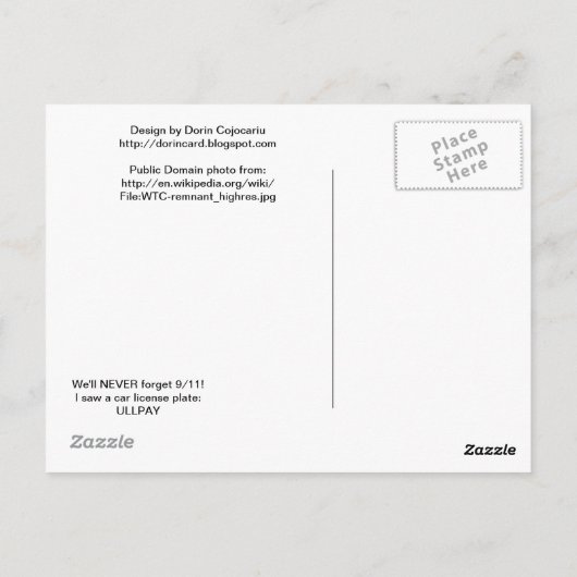 CARTE POSTALE WTC3 (Dos)