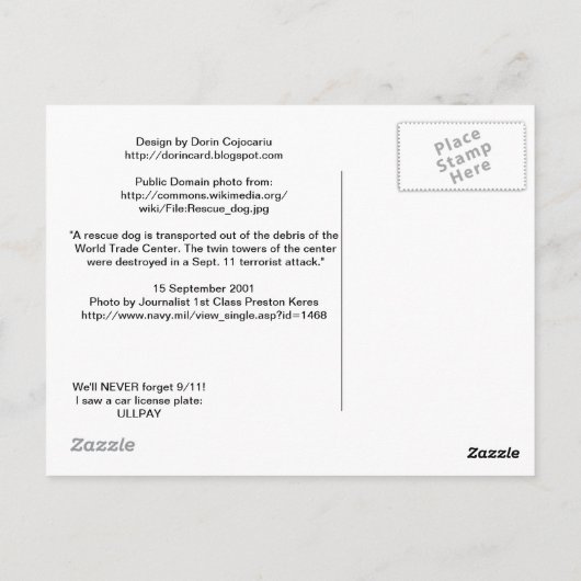 CARTE POSTALE WTC6 (Dos)