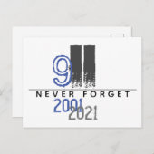 Carte Postale WTC 911 Gray Never Forget 20th Anniversary (Devant / Derrière)