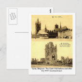 Carte Postale WW1 - Ypres, la salle des draps (Devant / Derrière)