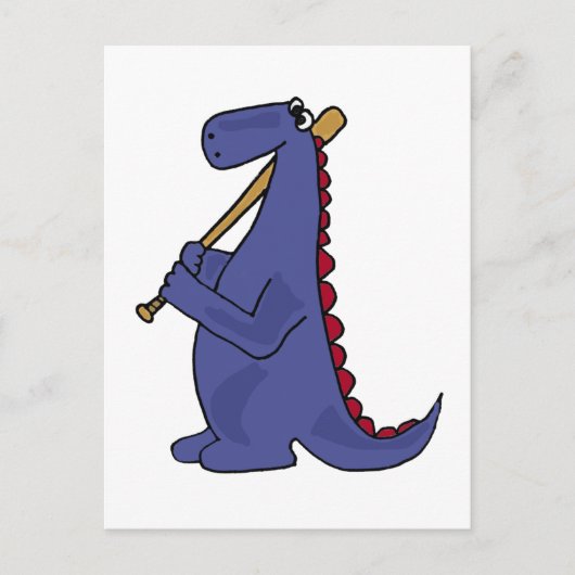 Carte Postale WX - Dinosaure Bleu Jouer Dessin De Baseball (Devant)
