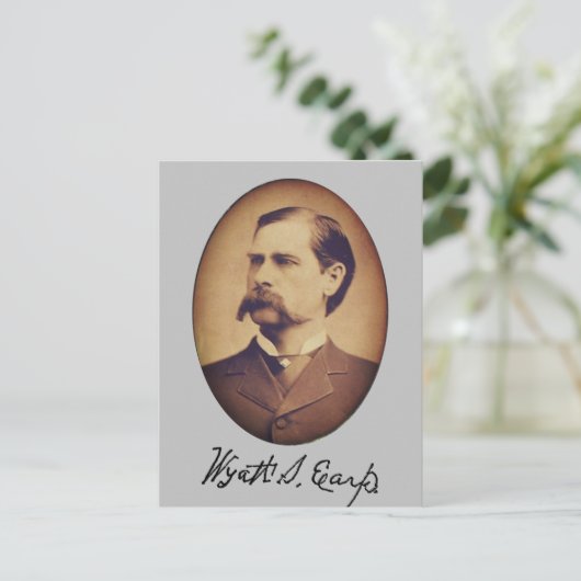 Carte Postale Wyatt Earp Portrait and Signature (Debout devant)
