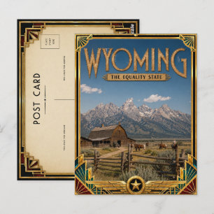 Carte Postale Wyoming Art Déco Vintage de l'Âge d'Or