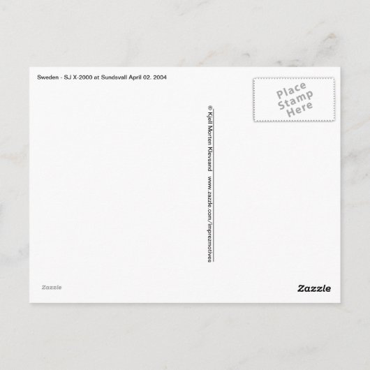 Carte Postale X - 2000 à Sundsvall. Train de passagers à vitesse (Dos)