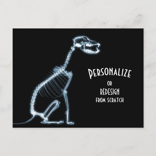 Carte Postale X-Ray Skeleton Dog - Bleu (Devant)