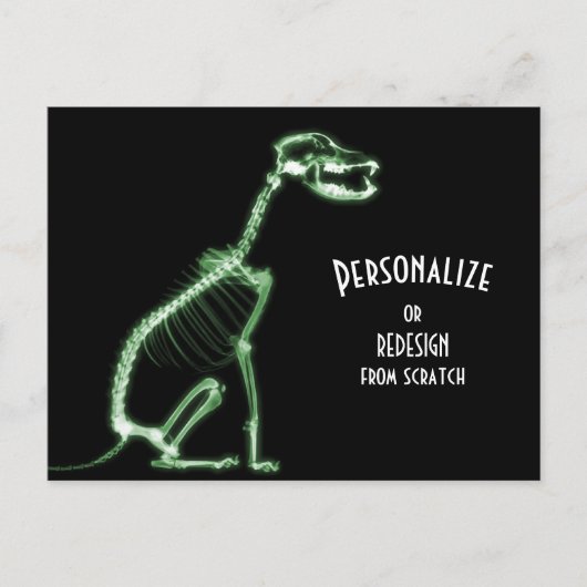 Carte Postale X-Ray Skeleton Dog - Vert (Devant)