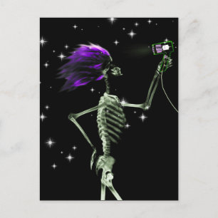 Carte Postale X-Ray Skeleton Se vêtir - Cheveux pourpres