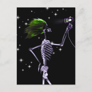 Carte Postale X-Ray Skeleton Se vêtir - Cheveux verts