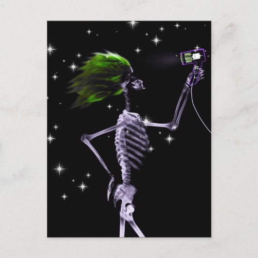 Carte Postale X-Ray Skeleton Se vêtir - Cheveux verts (Devant)