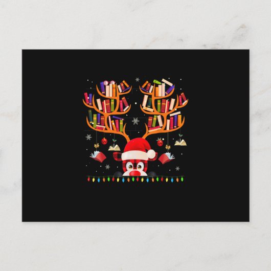 Carte Postale Xmas Light Book Lover Librairie Livres Rein (Devant)