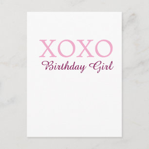 Carte Postale Xoxo nom de fille d'anniversaire rose mauve simple