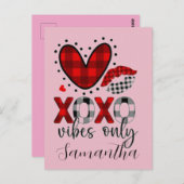 Carte Postale XOXO vibes seulement, à damiers coeur Saint Valent (Devant / Derrière)