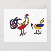 Carte Postale XX- Art Abstrait Poule et Coq (Devant)