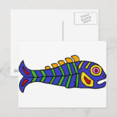 Carte Postale XX- Art artistique mexicain de style poisson (Devant / Derrière)