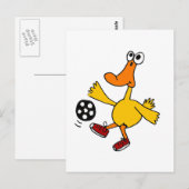 Carte Postale XX- Canard Jouer au soccer Dessin (Devant / Derrière)
