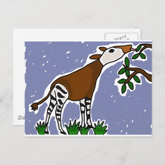 Carte Postale XX- Caricature d'art okapi (Devant / Derrière)