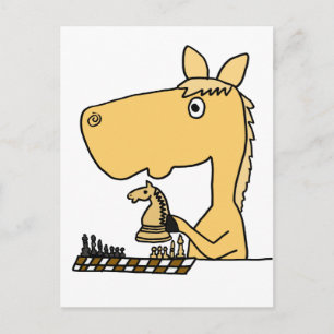 Carte Postale XX- Cheval Jouer aux échecs Caricature