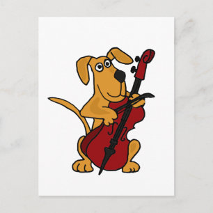 Carte Postale XX- Chien chiot Brown jouant au violon