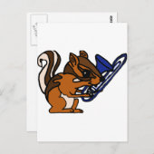 Carte Postale XX- Chipmunk Jouer à Trombone Cartoon (Devant / Derrière)