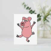 Carte Postale XX- Danser un dessin de porc rose (Debout devant)