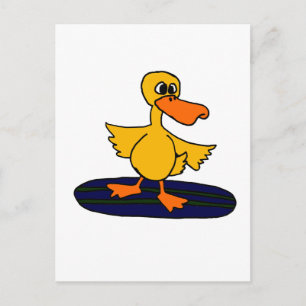 Carte Postale XX- Drôle canard sur un Surboard