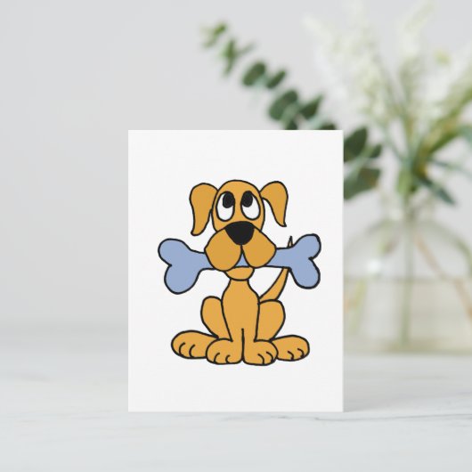 Carte Postale XX- Drôle Chien chiot avec un design d'os (Debout devant)