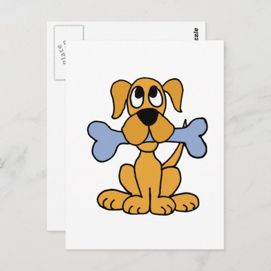 Carte Postale XX- Drôle Chien chiot avec un design d'os (Devant / Derrière)