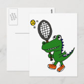 Carte Postale XX- Drôle Gator Jouer Tennis (Devant / Derrière)