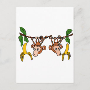 Carte Postale XX- Drôle singes pendants