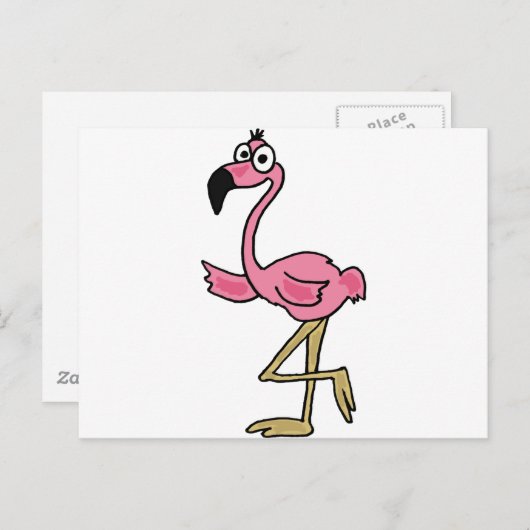 Carte Postale XX- Flamant rose amusant (Devant / Derrière)