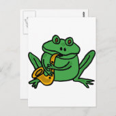 Carte Postale XX- Frog drôle Jouer du saxophone (Devant / Derrière)