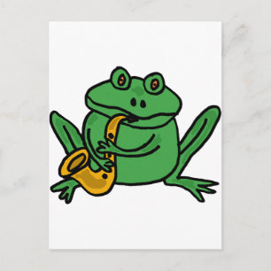 Carte Postale XX- Frog drôle Jouer du saxophone