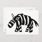 Carte Postale XX- Funky Primitive Art Zebra (Devant / Derrière)
