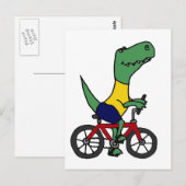 Carte Postale XX- Funny T-rex Dinosaur vélo d'équitation (Devant / Derrière)