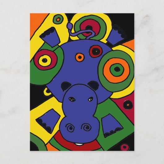 Carte Postale XX- Hippo Art Abstrait (Devant)