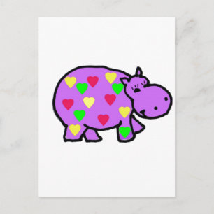 Carte Postale XX- Joyeux Coeurs Hippo