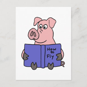 Carte Postale XX- Lecture de porc Comment voler le livre