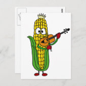 Carte Postale XX- Maïs jouant du violon (Devant / Derrière)