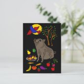Carte Postale XX- Pot Bellied Pig and Fruit Folk Art Design (Debout devant)