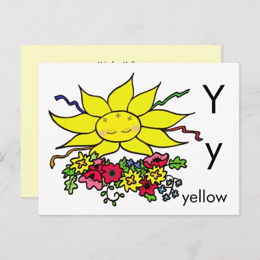 Carte Postale Y est pour Jaune (Devant / Derrière)