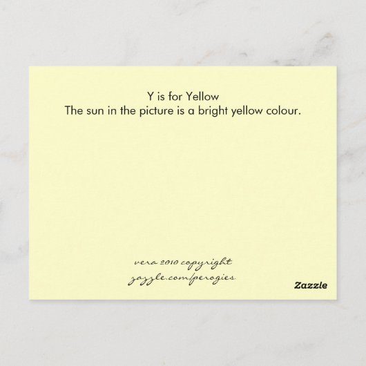 Carte Postale Y est pour Jaune (Dos)