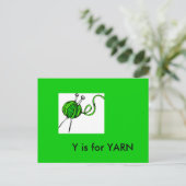 Carte Postale "Y" est pour Yarn Alphabet Flashcard (Debout devant)