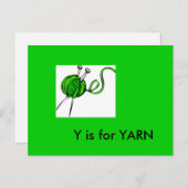 Carte Postale "Y" est pour Yarn Alphabet Flashcard (Devant / Derrière)