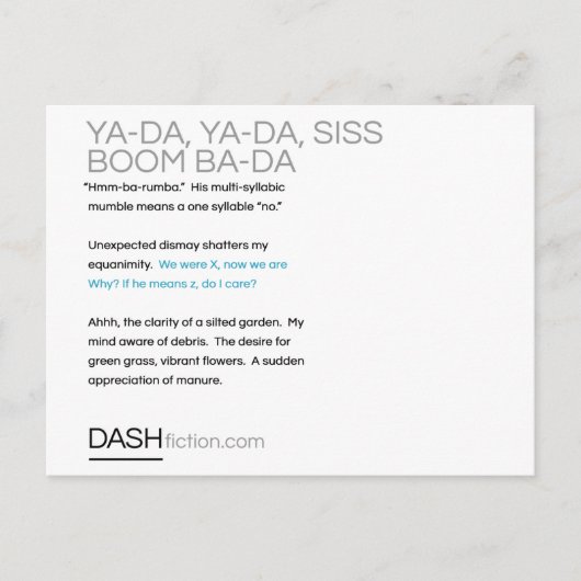 Carte Postale Ya-Da, Ya-Da, Boom Suisse, Ba-Da (Devant)