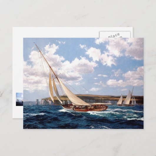 Carte Postale Yachts de course au large de l'île de Wight (Devant / Derrière)