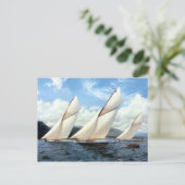 Carte Postale Yachts et petit bateau à vapeur (Debout devant)