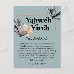 Carte Postale Yahweh Yireh   Noms de Dieu Écriture Dévotionnelle