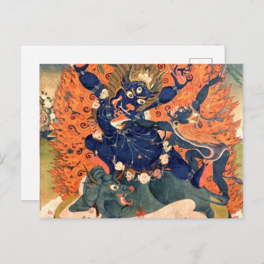 Carte Postale Yama Dharmaraja Déité bouddhiste (Devant / Derrière)