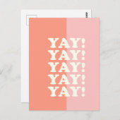 Carte Postale Yay ! Pink et corail inspirant (Devant / Derrière)