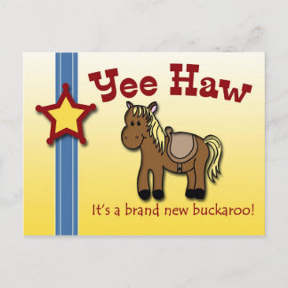 Carte Postale Yee Haw ! Invitation baby shower à thème occidenta